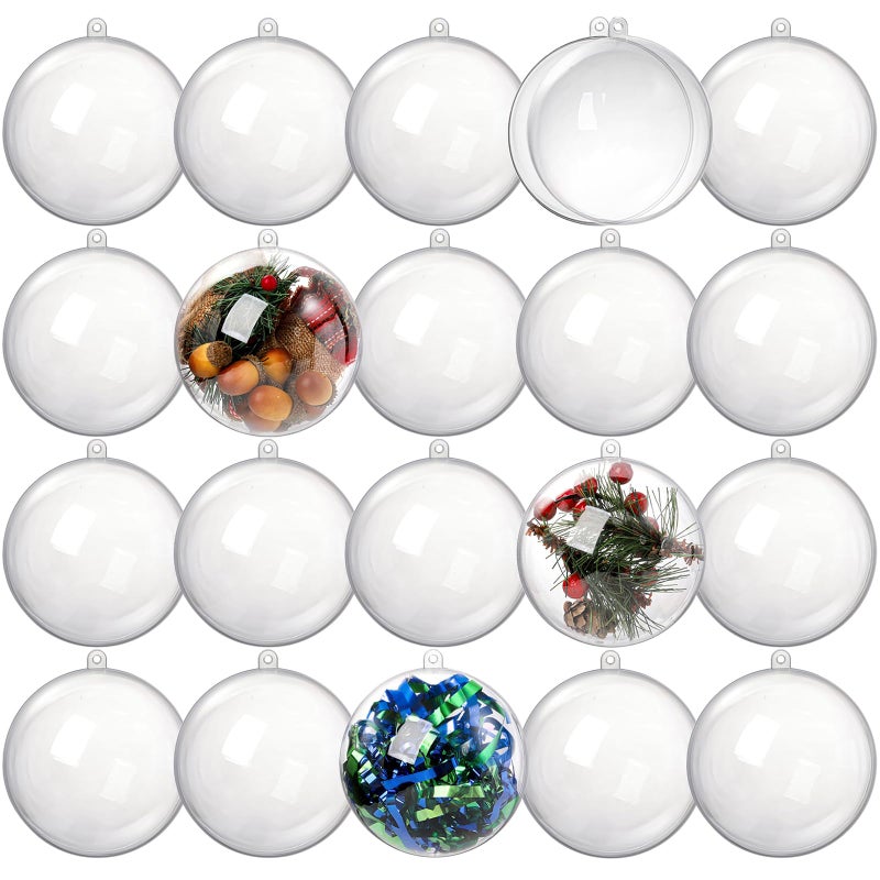 Kingrol 20 Pack 4-Inch Clear Plastic Fillable Ornaments Ball, for Christmas, Wedding, Party, Home Decor - Image 1